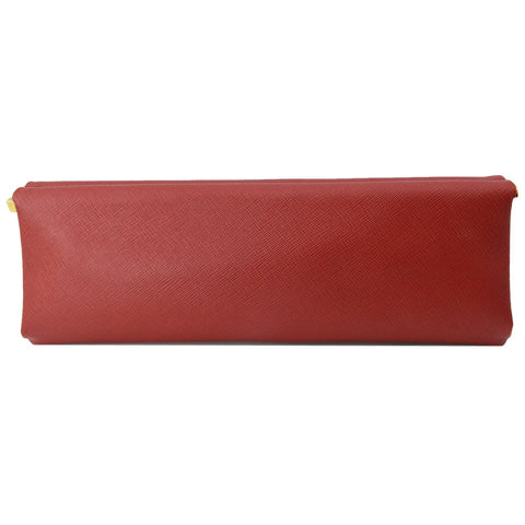 Prada East-West Frame Saffiano Leather Clutch Bag Red | DDH