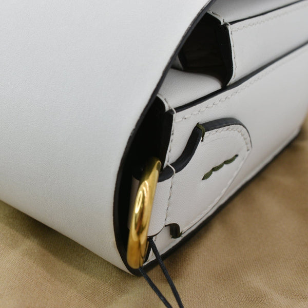 BURBERRY Large Square Leather Satchel Bag White