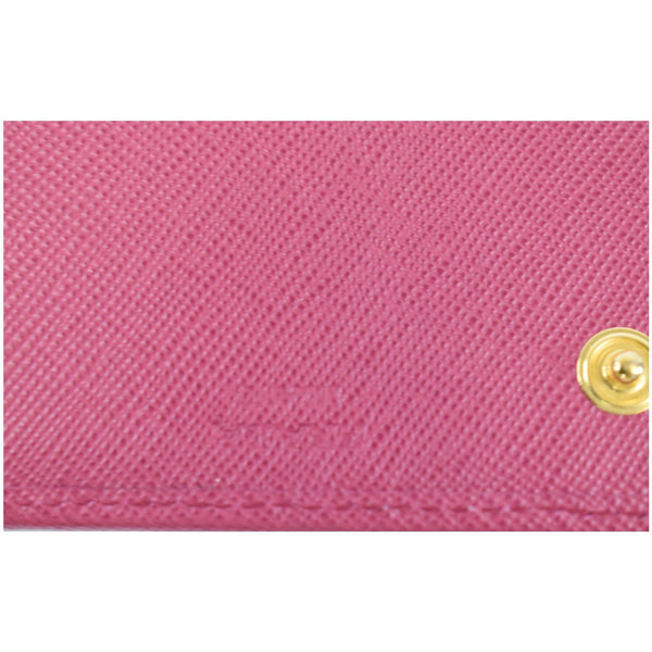 PRADA Continental Flap Saffiano Leather Long Wallet Pink