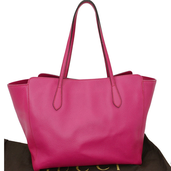 Gucci Swing Medium Pebbled Leather Tote Bag Pink | DDH