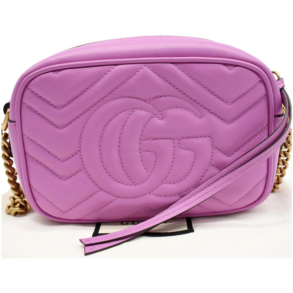 GUCCI GG Marmont Matelasse Mini Leather Crossbody Bag Purple 448065