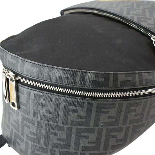 FENDI Diagonal Liberty Nylon Leather Backpack Black