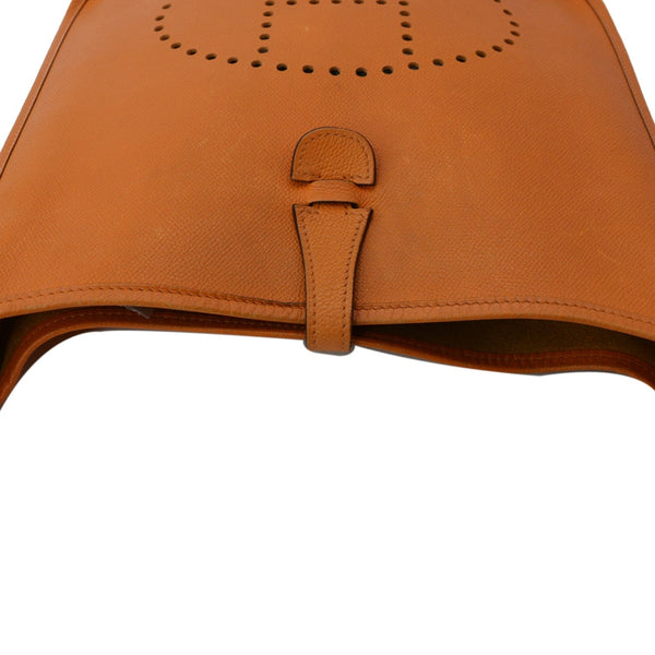 HERMES Evelyne PM Clemence Leather Crossbody Bag Orange