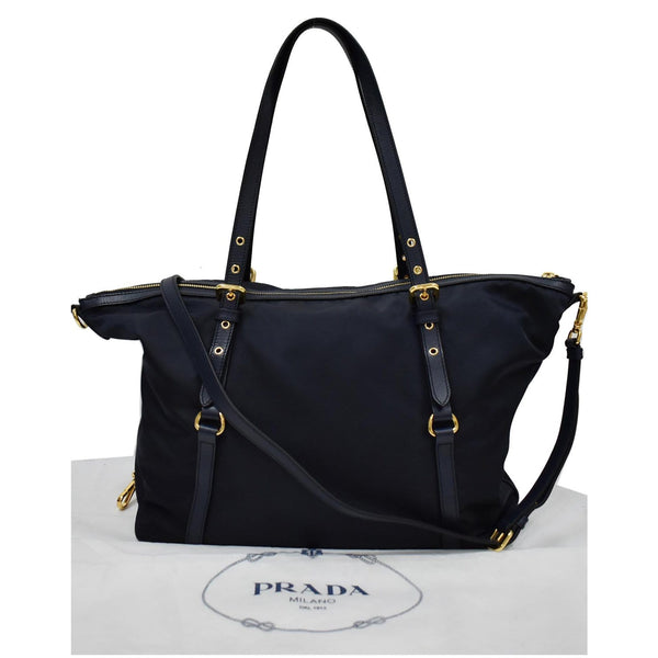 PRADA Tessuto Saffiano Nylon Tote Shoulder Bag Blue