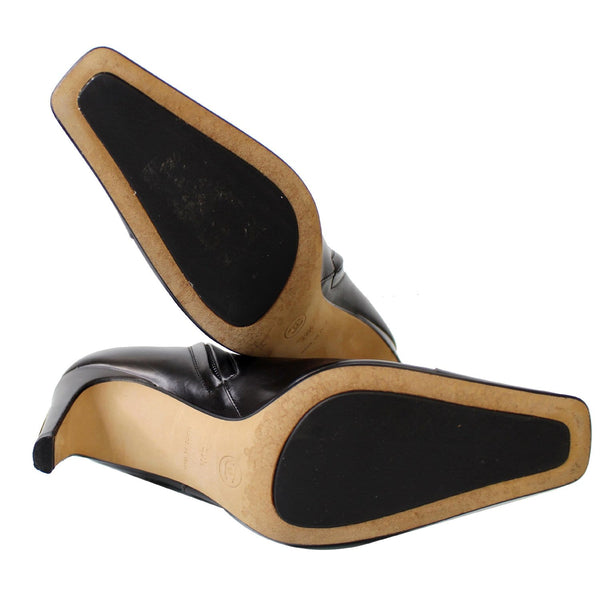 Chanel Ankle Leather Zip Boots Black - bottom preview