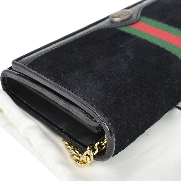 Gucci Ophidia Suede Patent Web Leather WOC Crossbody Bag
