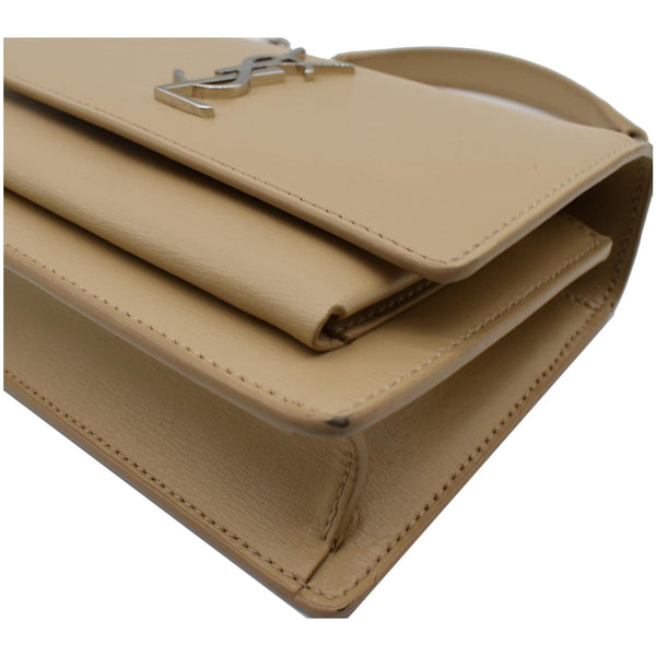 YVES SAINT LAURENT Monogram Sunset Medium Leather Shoulder Bag Beige