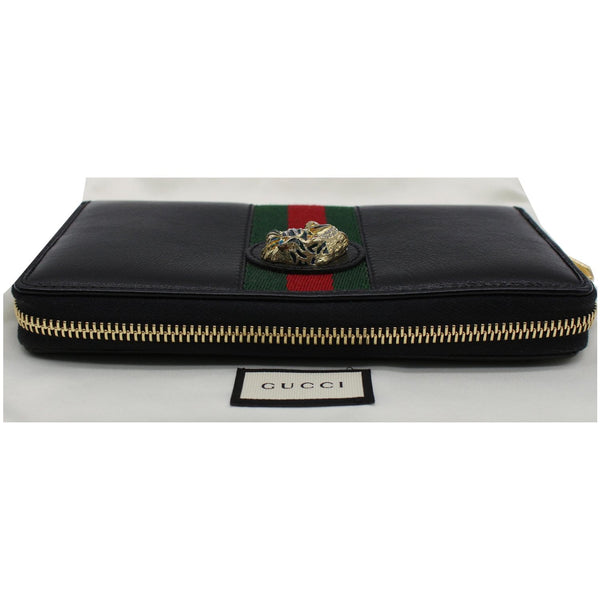 GUCCI Rajah Zip Around Leather Wallet Black 573791