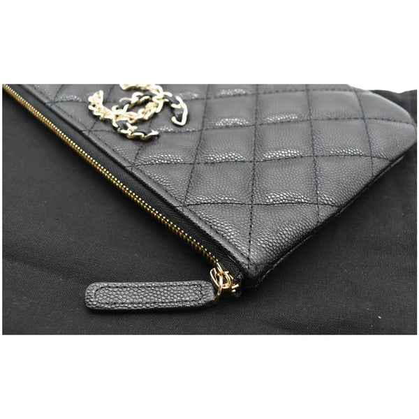 CHANEL French New Wave CC Caviar Quilted Pouch Black