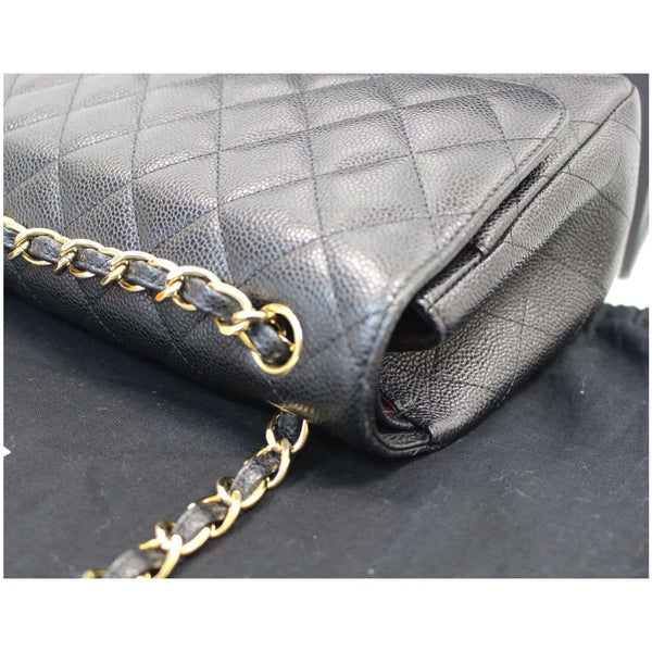 CHANEL Jumbo Double Flap Caviar Leather Shoulder Bag Black