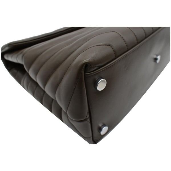 YVES SAINT LAURENT Large Loulou Calfskin Matelasse Chain Shoulder Bag Khaki Green