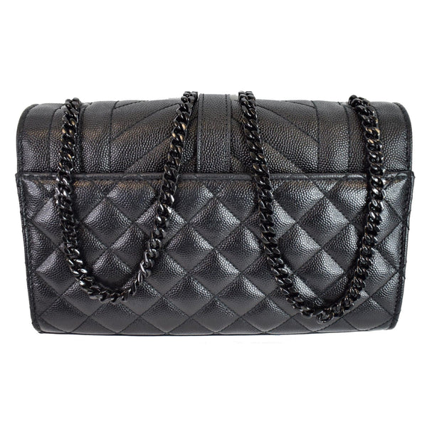 YVES SAINT LAURENT Small Envelope Matelassé Leather Shoulder Bag Black