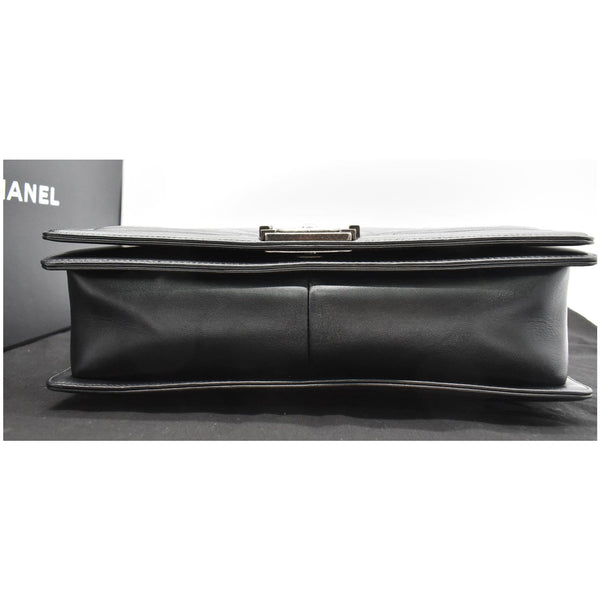 CHANEL Large Boy Flap Calfskin Quilted Leather Shoulder Bag Black