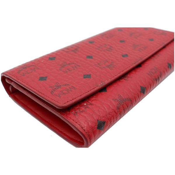 MCM Visetos Large Monogram Coated Canvas Wallet Red