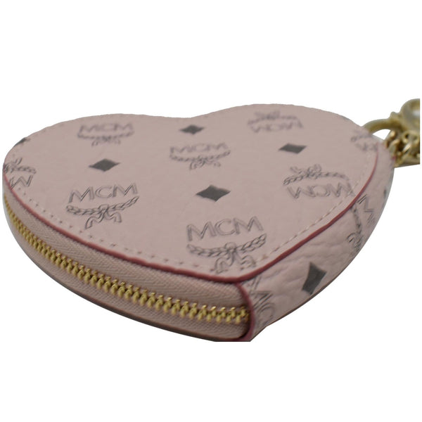 MCM Heart Coin Visetos Charm Monogram Canvas Pouch Pink