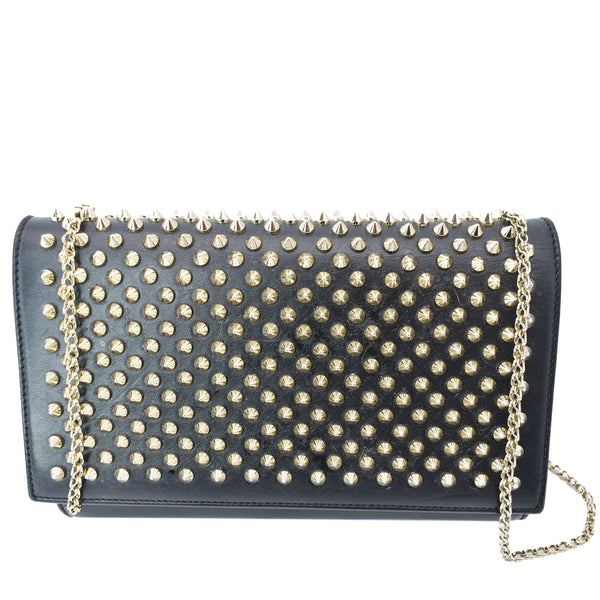 CHRISTIAN LOUBOUTIN Paloma Embellished Leather Chain Clutch Bag Black