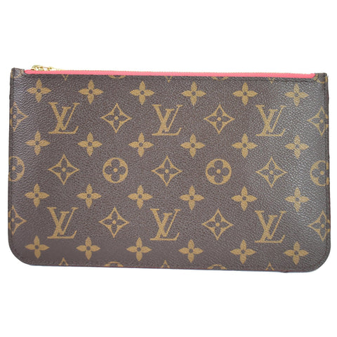 LOUIS VUITTON Pochette Wristlet Pouch Monogram Canvas Neverfull MM Brown