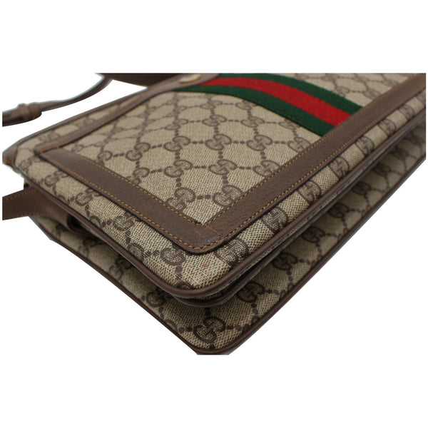 GUCCI Vintage Web Detail GG Canvas Shoulder Bag Beige