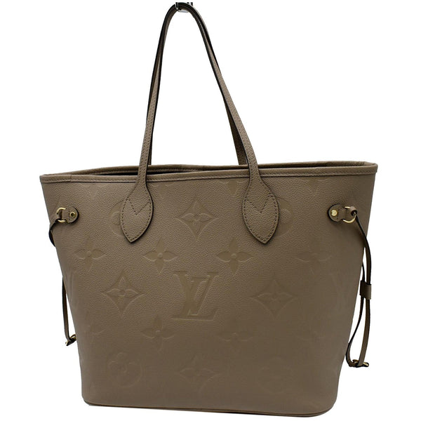 LOUIS VUITTON Neverfull MM Monogram Empreinte Tote Bag Beige