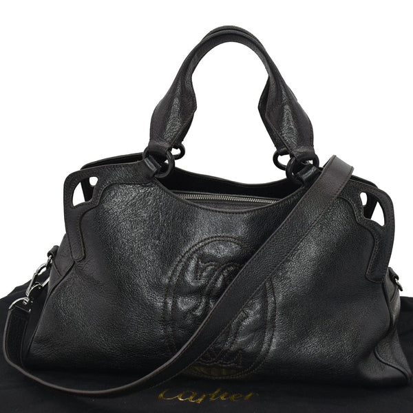CARTIER Marcello de Cartier Leather Large Shoulder Bag Black