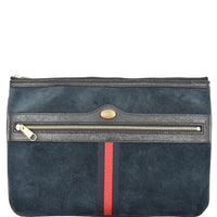GUCCI Ophidia GG Suede Leather Pouch Clutch Bag Navy Blue 517551