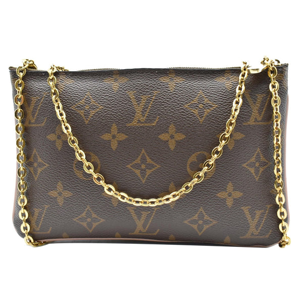 LOUIS VUITTON Blooming Flowers Pochette Monogram Canvas Chain Crossbody Bag Brown