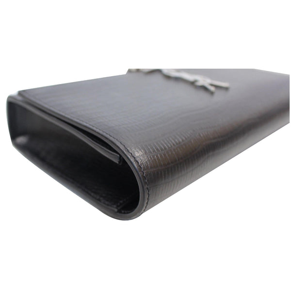 YVES SAINT LAURENT Classic Kate Monogram Tassel Embossed Leather Clutch Black