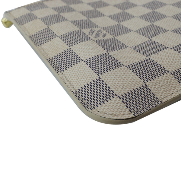 LOUIS VUITTON Neverfull MM Damier Azur Pochette Wristlet Pouch Rose Ballerine