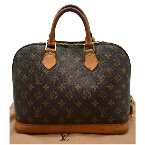 LOUIS VUITTON Alma Monogram Canvas Satchel Bag Brown