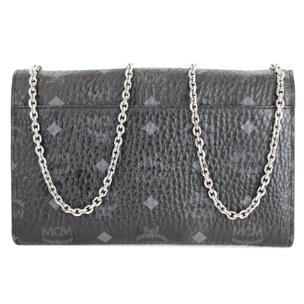 MCM Millie Flap Visetos Wallet On Chain Black