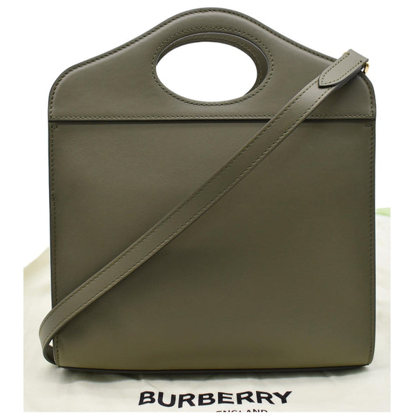 BURBERRY Mini Leather Pocket Tote Bag Dark Fern Green