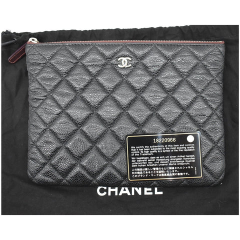CHANEL Caviar Leather O-Case Zip Pouch Black