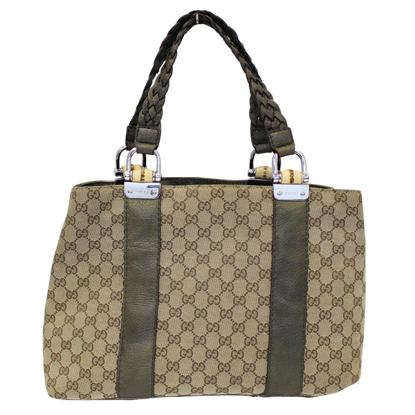 GUCCI Bamboo Bar GG Canvas Tote Bag Beige 232947-US