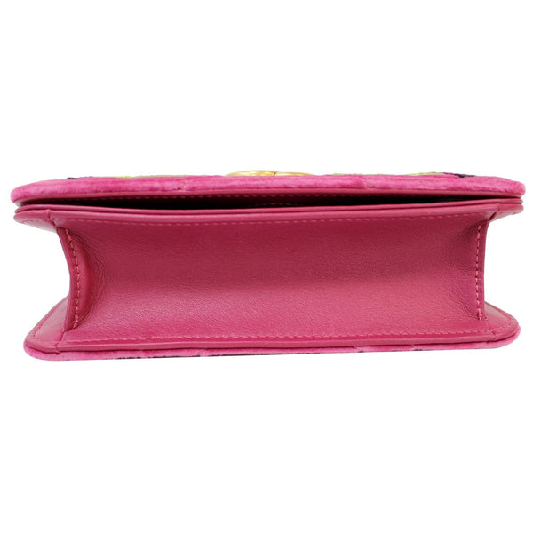 GUCCI Marmont Velvet Love Mini Pearl Embroidered Shoulder Bag Pink