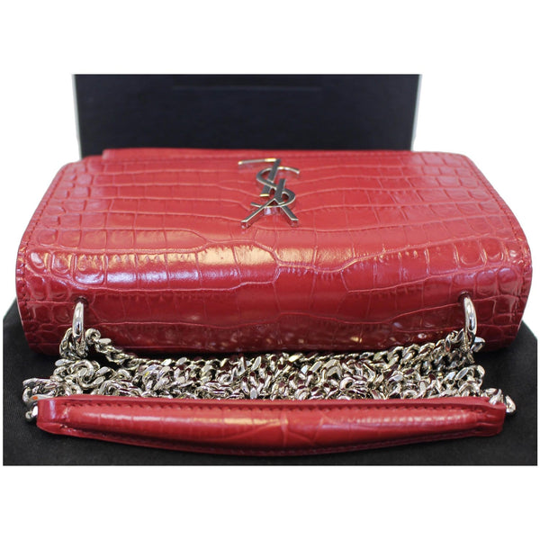 Yves Saint Laurent Sunset Crocodile Leather Wallet in red