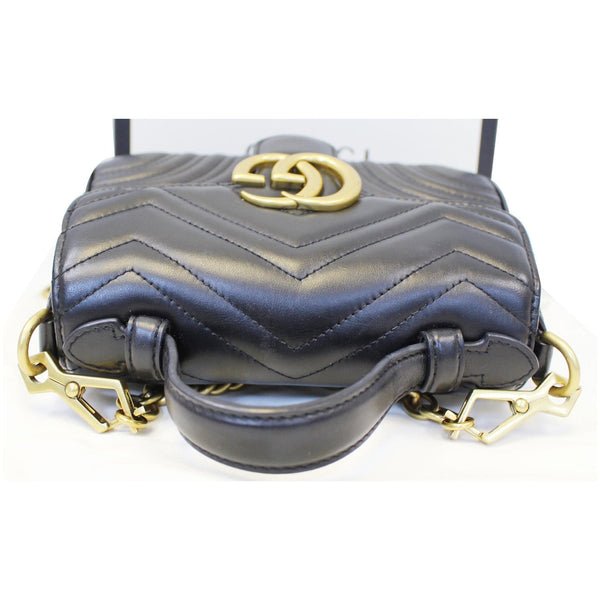 GUCCI GG Marmont Mini Leather Top Handle Bag Black 547260