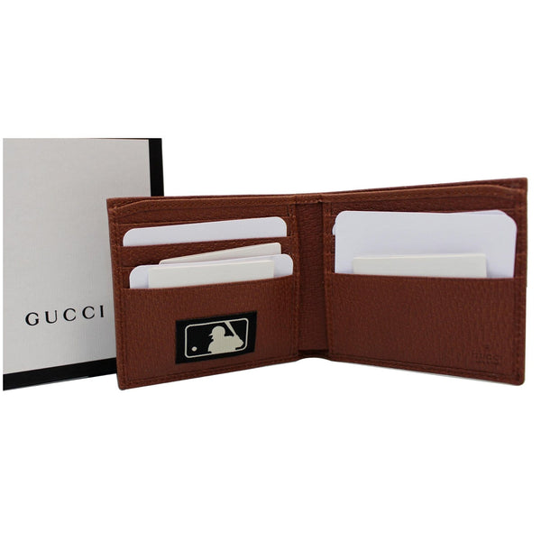 GUCCI NY New York Yankees Patch GG Canvas Bifold Wallet Brown 547787