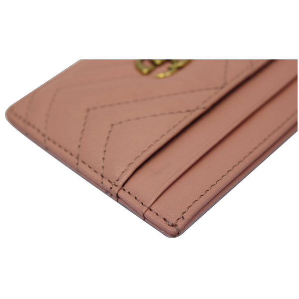 GUCCI GG Marmont Leather Card Case Taupe Pink 443127