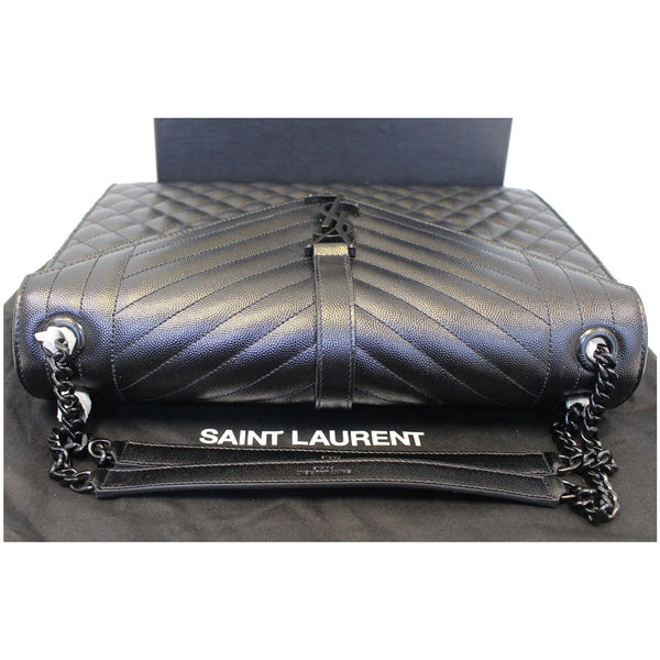 YVES SAINT LAURENT Envelope Large Matelasse Embossed Leather Shoulder Bag Black