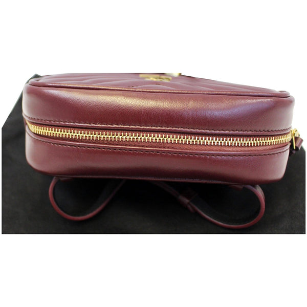 YVES SAINT LAURENT Chevron Lou Leather Belt Bag Burgundy
