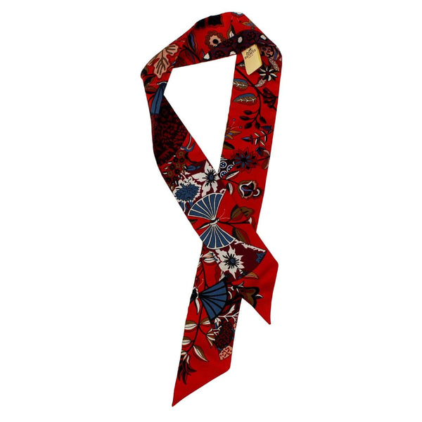 Hermes Scarf Silk Twilly Twill Fleurs et Papillons de - front view