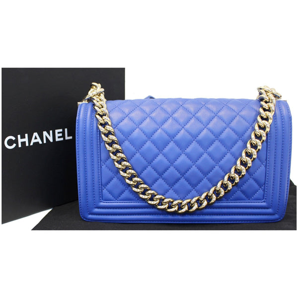 CHANEL Boy Medium Calfskin Leather Shoulder Bag Blue-US
