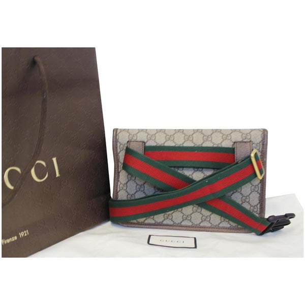 GUCCI GG Supreme Canvas Belt Waist Bag Brown/Beige 493930-US