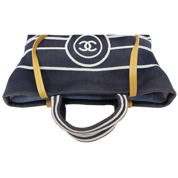 Chanel Tote Bag CC Shopping Large Denim navy blue strap