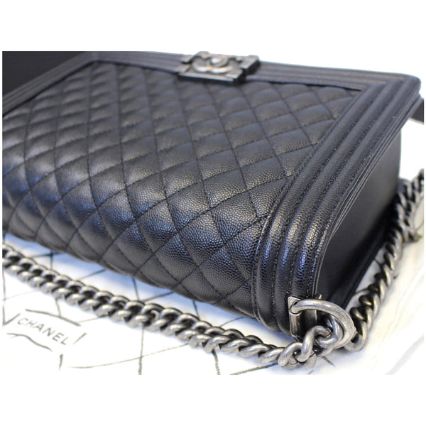 CHANEL Medium Boy Flap Caviar Leather Shoulder Bag Black