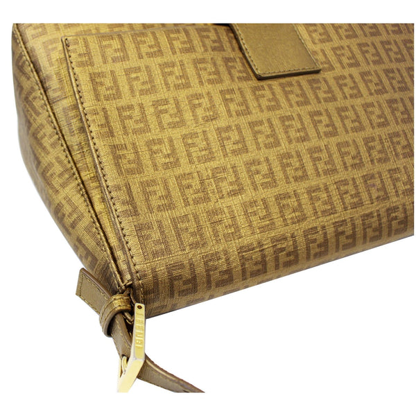 Fendi Forever Mama Zucca Canvas Gold Shoulder Bag corner view