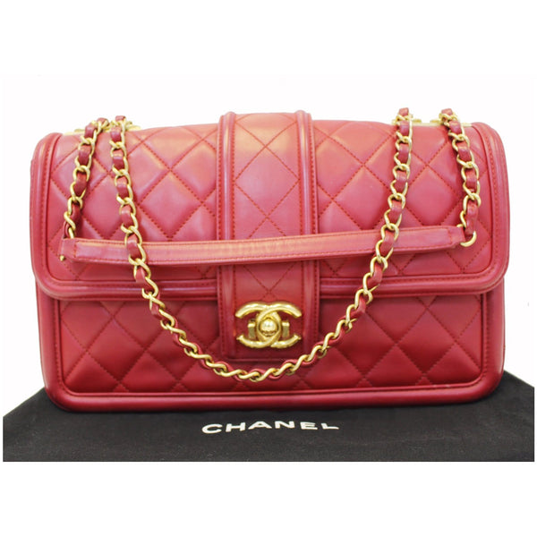 CHANEL Large Elegant CC Flap Calfskin Leather Shoulder Bag Red-US