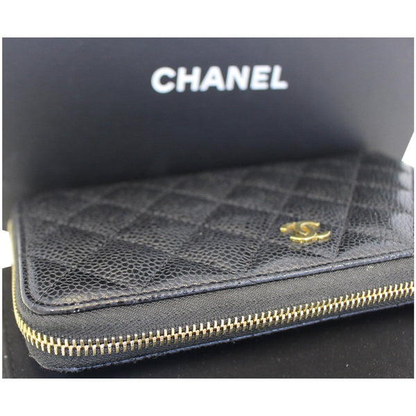 CHANEL Black Caviar Leather Zippy Wallet Black-US