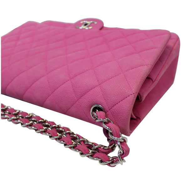 CHANEL Maxi Double Flap Caviar Leather Shoulder Bag Pink-US