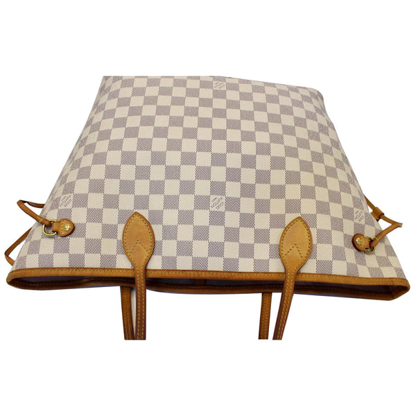 LOUIS VUITTON Neverfull MM Damier Azur Tote Shoulder Bag White